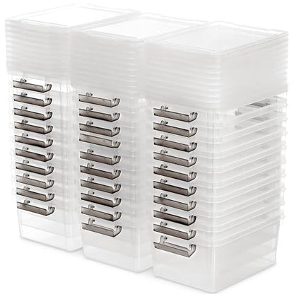 Citylife 30Packs 1.3Qt Small Storage Bins with Lids,Stackable Clear - color: Clear White, size: 1.3 QT(30 Pack)