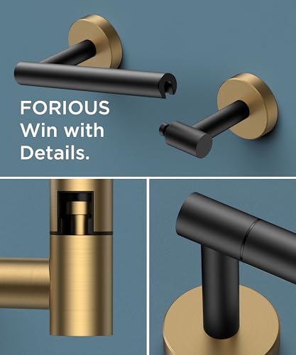 FORIOUS Commercial Toilet Paper Holder Wall Mount Bathroom Tissue Holder - color: Matte Black & Brushed Gold