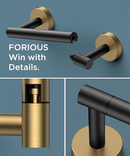 FORIOUS Commercial Toilet Paper Holder Wall Mount Bathroom Tissue Holder - color: Matte Black & Brushed Gold