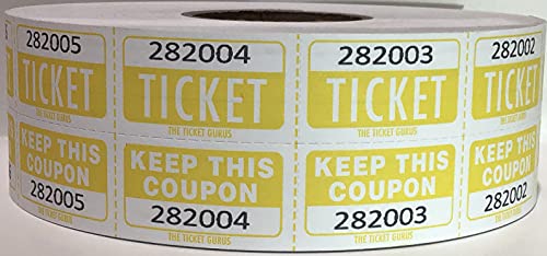 Easy Read Large Number Double Raffle Ticket Roll 2000 (Easy Read Yellow) - color: Easy Read Yellow