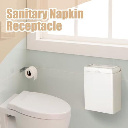 Tioncy 4 Pcs Sanitary Napkin Receptacle Wall Mounted,White - color: White