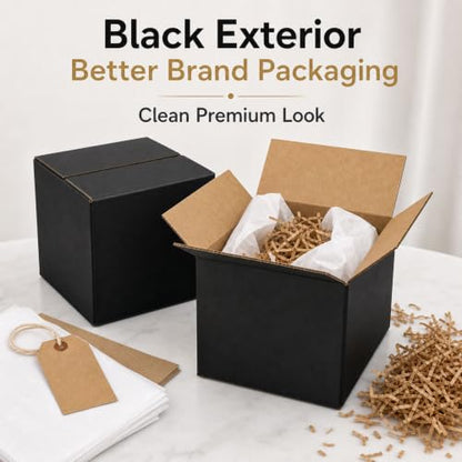 5x5x5 Black Shipping Boxes, Pack of 35 - size: 5"x5"x5"