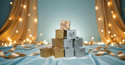 Gift Box with Lid & Ribbon for present,12pcs, 4"×4"×4" - color: Gold & Silver, size: 4 x 4 x 4 Inch