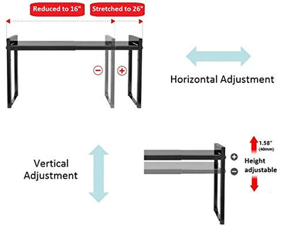 2 Pack Expandable Cabinet Shelf 7.9"D Adjustable Counter Riser Rack Black - color: Black, size: 7.9"D (normal) - 2 Pack