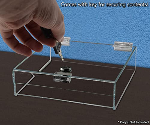 Acrylic Locking Display Case with Keys 9" x 9" x 2" Clear Square Countertop Tray with Lid for Artifacts Antiques Collectibles Jewelry Currency and Coins by Marketing Holders - size: 9"w x 9"d x 2"h