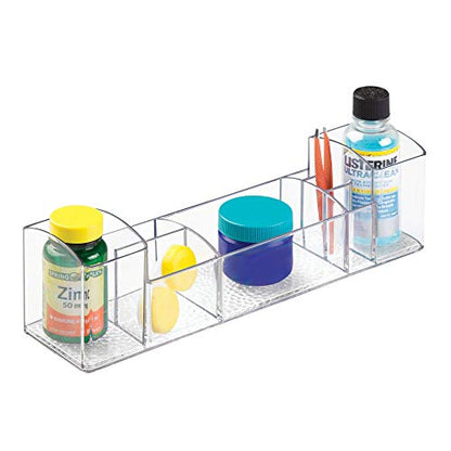 iDesign 43030 Med+ 12" Plastic Divided Vanity Medication and Bathroom Accessory, 12" x 3" x 3.5", Multi-Level Organizer - size: 12-inch, style: Multi-Level Organizer