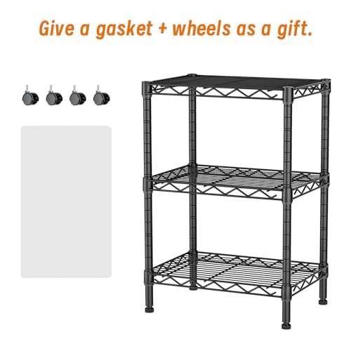 Golpart 3Tier Adjustable Storage Shelves Metal Wire Shelving Standing Shelf - color: Black, size: 3-tier-11.6"Dx17.6"Wx29.8"H