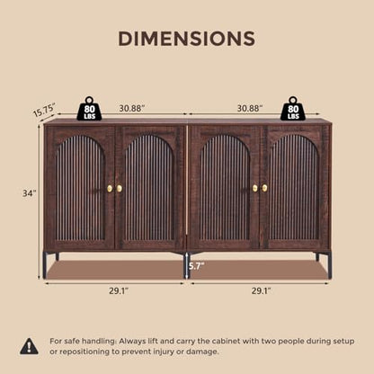 IFGET 61.75" W Modern Arched Sideboard Buffet Cabinet with Storage, Brown - color: Brown, size: 2 Pieces