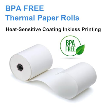 3 1/8 x 3" Diameter Thermal Paper Receipt Rolls (50 Pack) 80 GSM, BPA Free Receipt Paper Compatible with Most POS Systems, Cash Registers, Thermal Receipt Rolls
