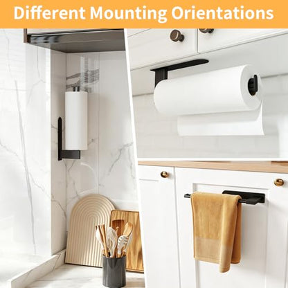 Jesginboo Under Cabinet Paper Towel Holder, Adhesive, Matte Black - color: Black
