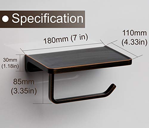 Linkaa Bronze Toilet Paper Holder with Shelf Oil Rubbed Bronze,Wall Mount - color: Oil Rubbed Bronze‌