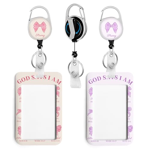2 Pack Bow ID Badge Holder with Clip Badge Reels - color: 2 Pack-bow