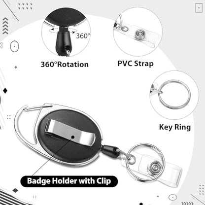 2 Pack Retractable Badge Holder Set with Vertical ID Card Holder, Black - style: 2 Set Hard Material
