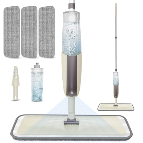 Spray Wet Mops for Floor Cleaning: Hardwood Floor Mop Refillable Reusable - color: Brown