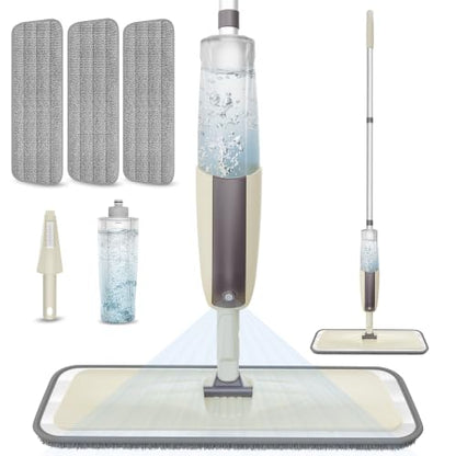 Spray Wet Mops for Floor Cleaning: Hardwood Floor Mop Refillable Reusable - color: Brown