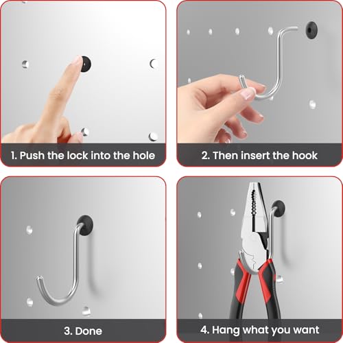 100Pcs Pegboard Hook Locks, Peg Board Locks Stoppers Fit for 1/4 Inch - color: 100PCS