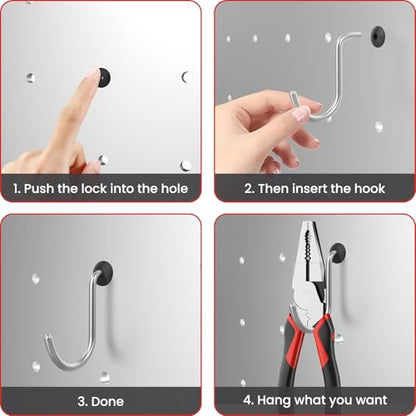 100Pcs Pegboard Hook Locks, Peg Board Locks Stoppers Fit for 1/4 Inch - color: 100PCS