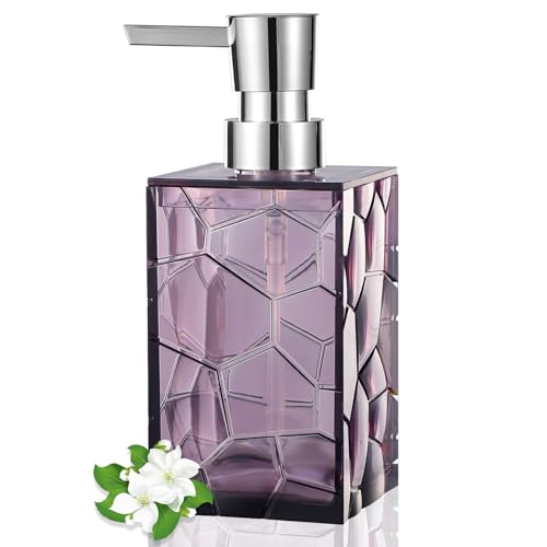 Clear Acrylic Pump Bottle Refillable Lotion Soap Dispenser 10oz Purple - color: Clear Purple, size: 1 Pack