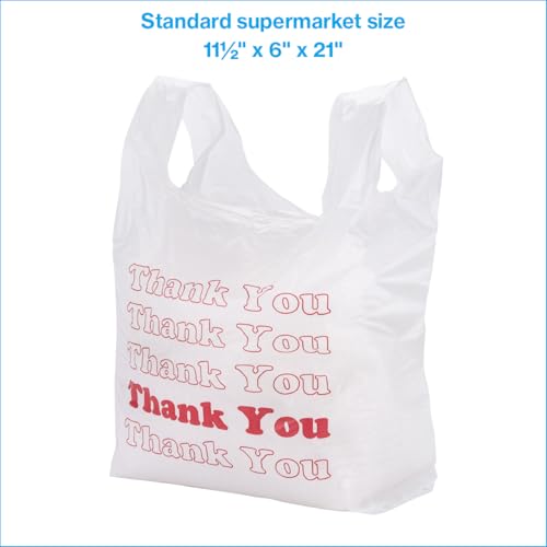 SSWBasics White Thank You Bags Case of 500-11 ½" x 6" x 21" - size: 500 Count (11.5" x 6" x 21")