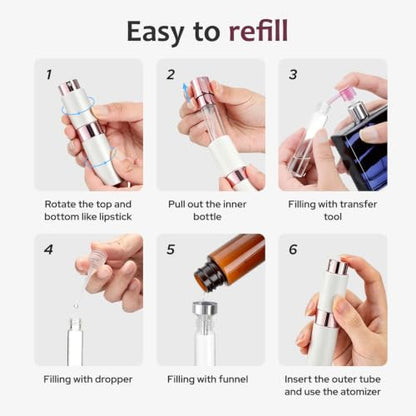 LISAPACK 8ml Travel Perfume Bottle Refillable, 3 PCS Cologne Atomizer Spray - color: 3 white