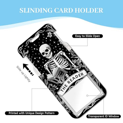 Hancynir Goth Book Lover Lanyards for Id Badges with Retractable Reel Clip - color: Book Skull