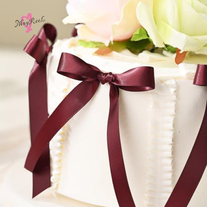 MAYREEL 1/2 inch Burgundy Double Faced Satin Ribbon 50 Yards - color: Burgundy, size: 1/2 Inch