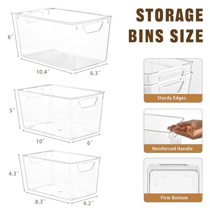 Freebat 12 Pack Pantry Organization and Storage,Clear Plastic Storage Bins - color: 4 Large&4 Middle&4 Small