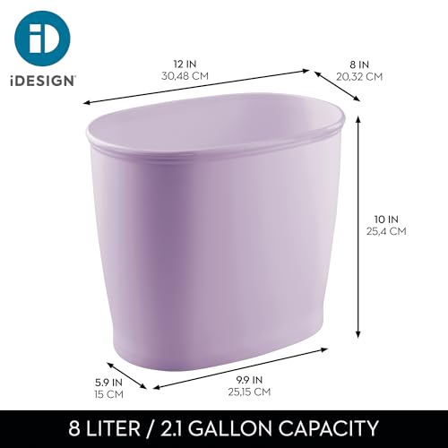 iDesign Slim Plastic Bathroom Trash Can, Purple - color: Wisteria, style: Pack of 1