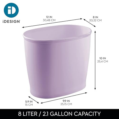 iDesign Slim Plastic Bathroom Trash Can, Purple - color: Wisteria, style: Pack of 1