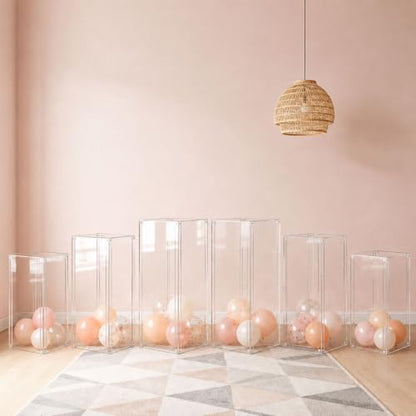 6PCS Acrylic Square Pedestal Stand for Party, Clear Cake Pedestal Stand - color: Clear, size: 6pcs-31.5/27.6/23.6IN Heights