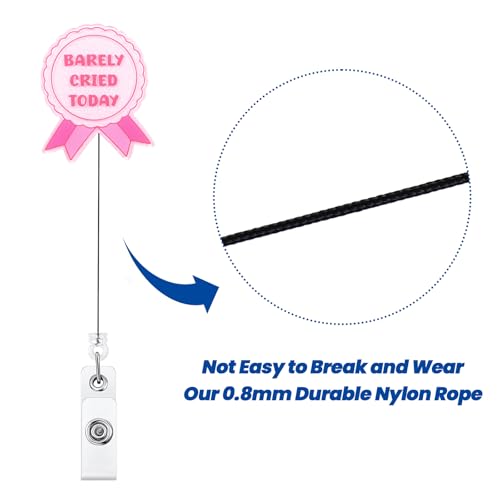 Barely Cried Today Funny Pink Ribbon Pediatric Nurse Badge Reel of Acrylic - color: Barely Cried Today