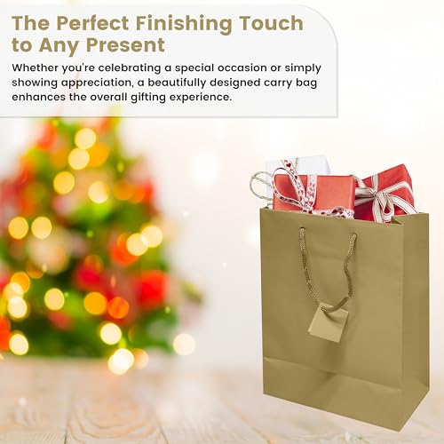 Novel Box Gold Gift Bags with Handles 10 Pack 8x4x10 Inches - color: Gold, size: Large