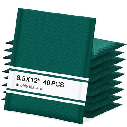 UCGOU Bubble Mailers 8.5x12" 40 Pack Usable Size 8.5x11" Green Shipping Bag - color: Green, size: 8.5x12" 40PC