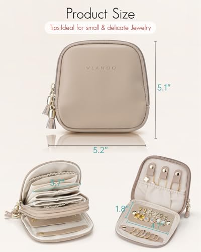 VLANDO 2-Layer Travel Jewelry Case for Necklaces,Rings,Earrings - color: Toffee