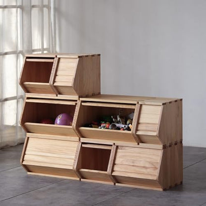 Stackable Solid Wood Storage Chests, Modular Bins with Lids,11.75"W - size: 15.25"D x 11.75"W x 12.25"H