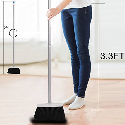 TreeLen Long Handle Broom and Dustpan Set,Upright Dust Pan Combo for Home, Kitchen, Room, Office, Lobby Floor Use Without Bending - color: Blue Broom and Dustpan