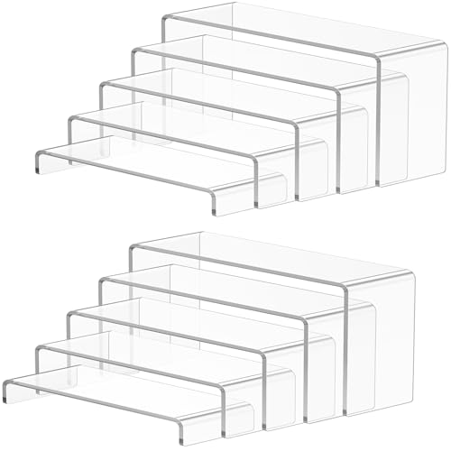10 Pcs Large Acrylic Display Risers (7" L~9" L), Perfume Shelf Organizer