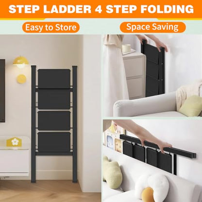 Folding 4 Step Ladder with Rubber Feet for Kitchen/Closet/Adults, 39.6" H - style: 4STEP LADDERS