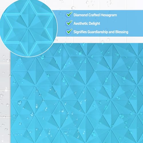 Non Slip Bathtub Mat for Bath Tub Shower - 241 Vacuum Suction Cups - color: River Blue, size: 28" x 16" (Rectangular)