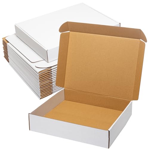 Wowxyz White Shipping Boxes 13x11x3" 20 Pack Corrugated Cardboard Box - size: 13x11x3"