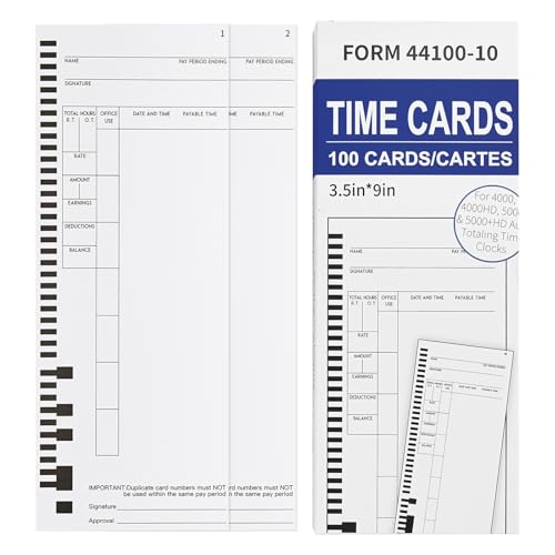 600 44100-10 Weekly Time Cards, Compatible with Pyramid 4000 & 5000 Series