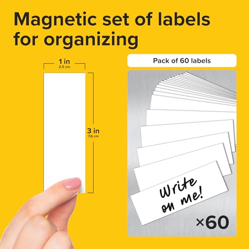 X-bet MAGNET Dry Erase Magnetic Labels, 1x3 (2.5x7.5cm), 60 pcs, White - color: White 1x3" 60 pcs