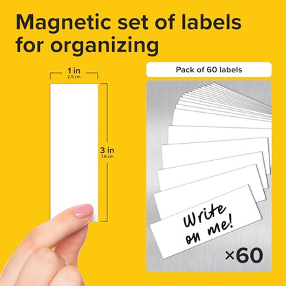 X-bet MAGNET Dry Erase Magnetic Labels, 1x3 (2.5x7.5cm), 60 pcs, White - color: White 1x3" 60 pcs