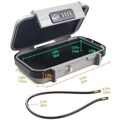 Portable Safe Box,Combination Safe with Removable Cable,Set Your Own Combination,For Travel,Family and Outdoor Camping Activities Grey - color: Grey