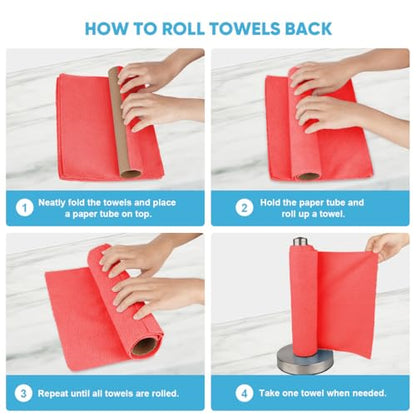 AIDEA Red Microfiber Cleaning Cloth Roll-75PK, Paper Towels 11.5"×11.5" - color: Red
