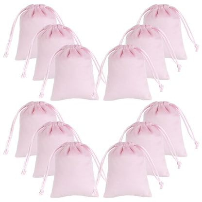 Tapleap 12Pcs Small Jewelry Bags, 2¾x 3½” Pink Velvet Drawstring Pouch - color: Pink, size: 2¾ x 3½in