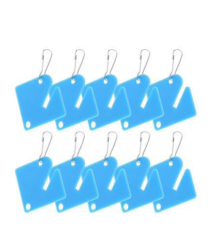 100Pcs Square Blue Plastic Slotted Key Tags with Metal Snap Hooks - color: Sky Blue