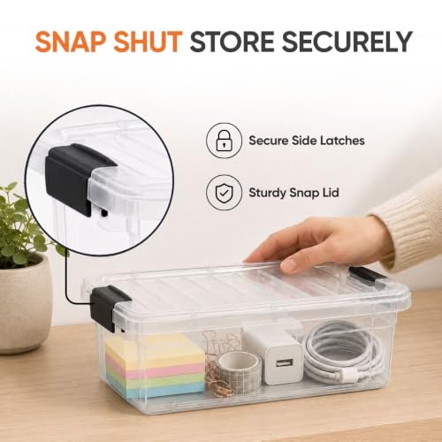 Superio 1.27 Quart Clear Plastic Storage Containers with Lids, Stackable Organizer Bins, BPA-Free Storage Boxes for Home, Office, Dorm & Classroom, 5 Pack - size: 1.27 Quart