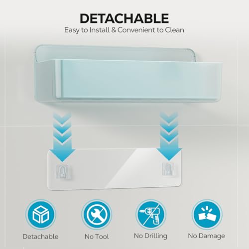 Nieifi Adhesive Shower Shelves, Blue, 5 Pieces - color: Blue-Clear, size: 5 pieces