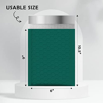 Yens Bulk Green Poly Bubble Mailers 6x10 250 Pack Usable 6x9 - color: Green, size: 6" x 10"